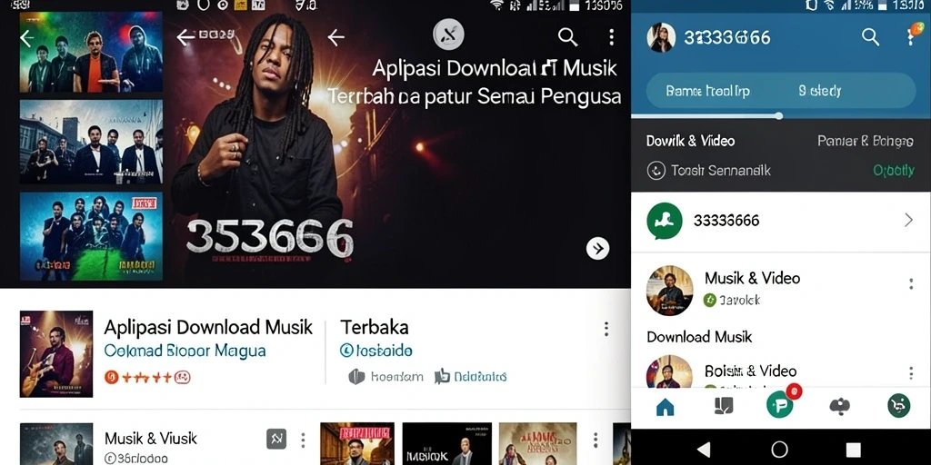 Tampilan antarmuka aplikasi Download Musik 333666 yang sederhana dan mudah digunakan.