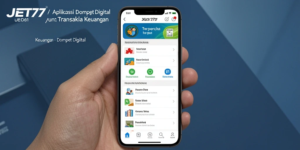 Screenshot antarmuka JET77 menunjukkan fitur Dompet Digital yang mudah digunakan.