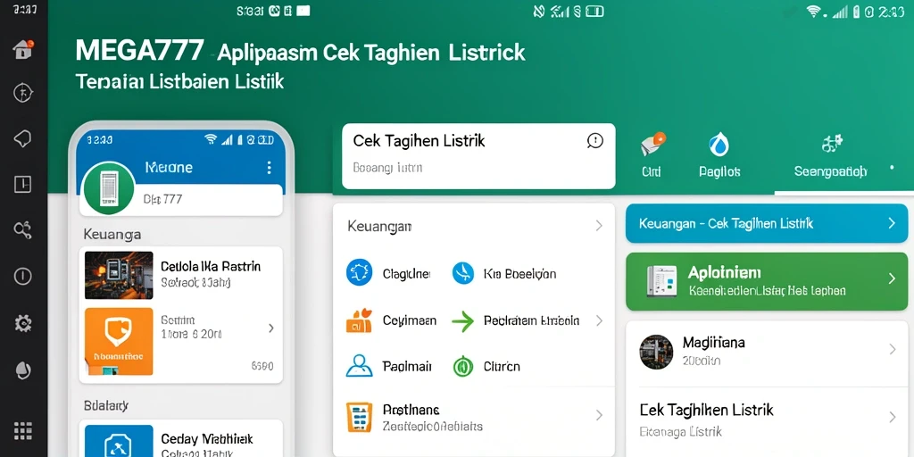 Tampilan antarmuka aplikasi Cek Tagihan Listrik MEGA777 yang informatif.