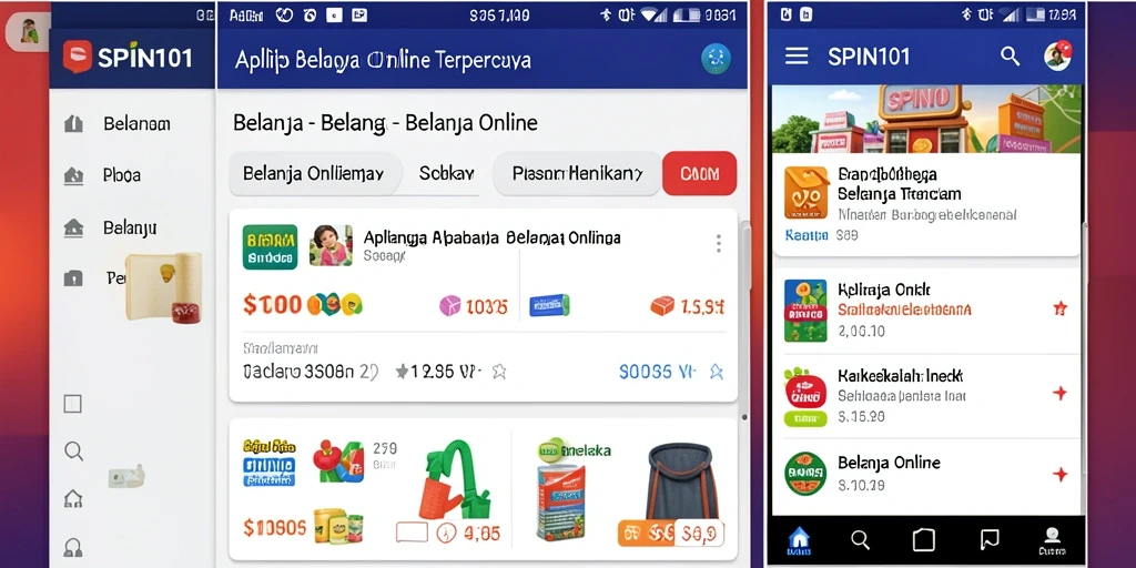 Antarmuka menarik SPIN101 untuk pengalaman Belanja Online.