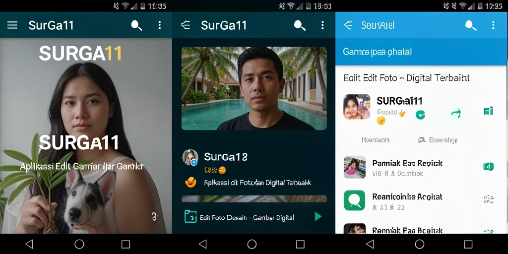 Antarmuka SURGA11 menampilkan berbagai alat pengeditan dan efek gambar digital.